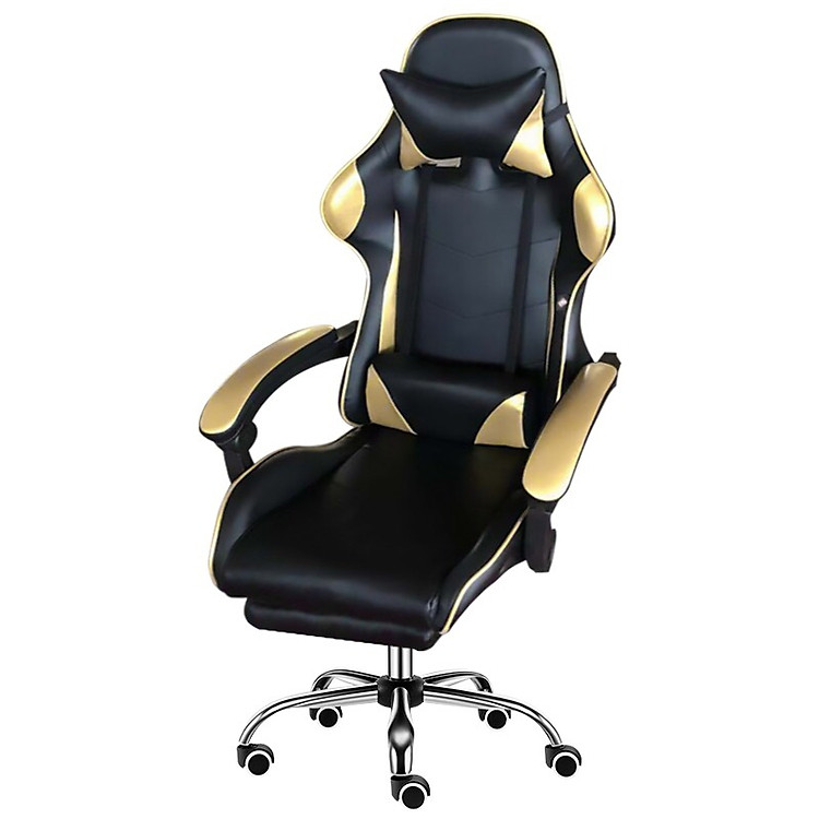 Ghế chơi game cao cấp chân xoay nghiêng ngả có gác chân dành cho các game thủ (Glod/Black) (Hàng nhập khẩu) Thái Lan