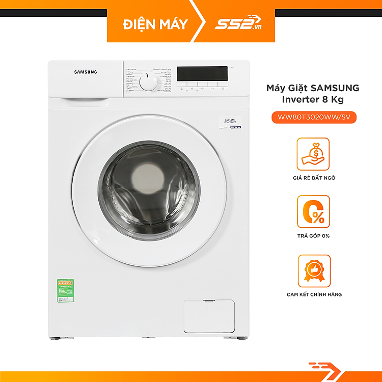Máy giặt Samsung cửa trước Digital Inverter 8kg (WW80T3020WW) - Hàng chính hãng - Giao toàn quốc
