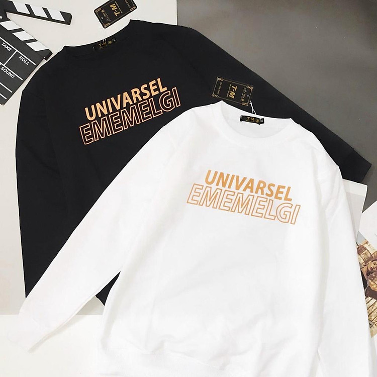 Áo Sweater Chất Nỉ Nam Nữ In Chữ Kiểu, Áo Thun Nam Dài Tay Phối Hình Đẹp Vải Mềm Mịn Giữ Ấm Co Giãn Tốt.