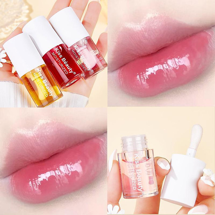 Tinh chất dưỡng ẩm Kiss Beauty Lip Oil Dưỡng ẩm giữ ẩm làm mờ nếp nhăn môi vẽ nguệch ngoạc môi son bóng chống nứt nẻ