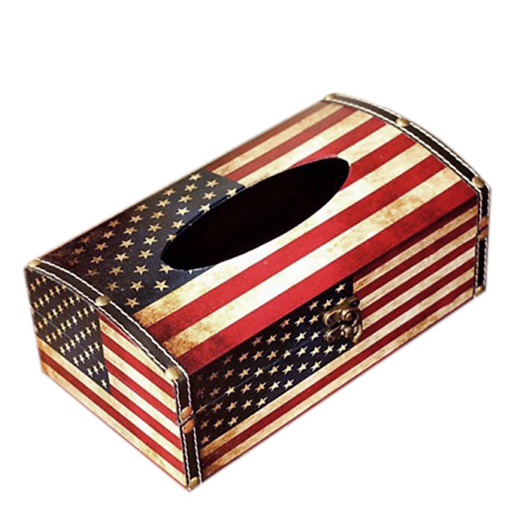 Hộp đựng giấy da kiểu quốc kỳ