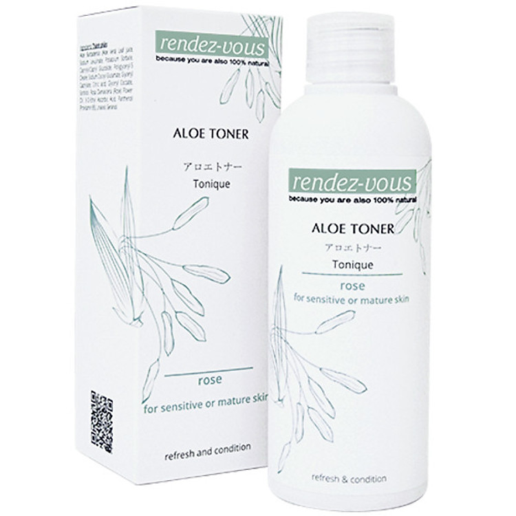 Nước Cân Bằng Da Tinh Dầu Hoa Hồng 100% Thiên Nhiên rendez-vous Aloe-Rose Toner 100ml