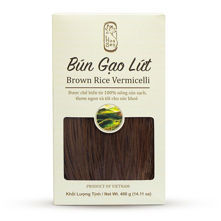 Bún Gạo Lứt Hoa Sen - Hoa Sen Brown Rice Vermicelli - Hộp 400g