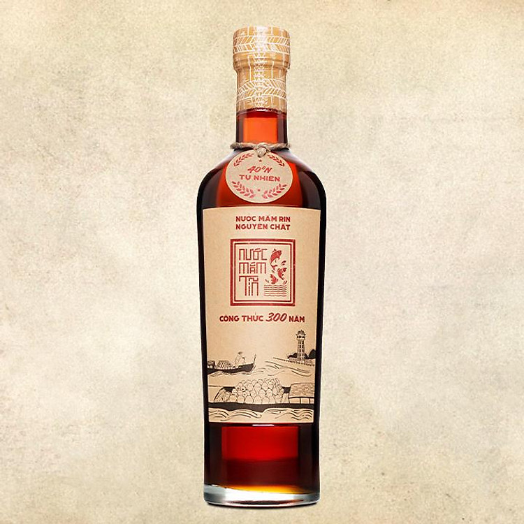 Đặc Sản Bình Thuận - Nước Mắm Tĩn Cá Cơm Than Nhãn Đỏ 40N Chai Thủy Tinh (500Ml/Chai) Sánh Đặc Thịt Cá, Không Chất Bảo Quản - Ocop 4 Sao