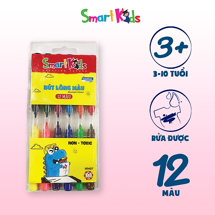 Bút Lông Màu Rửa Được Smartkids WM07 (12 màu)
