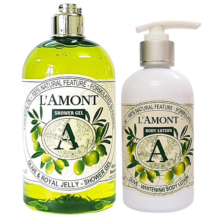 Combo Sữa Tắm L'AMONT Olive & Honey Shower Gel (500ml) Và Sữa Dưỡng Thể L'AMONT Olive Body Lotion (250ml)
