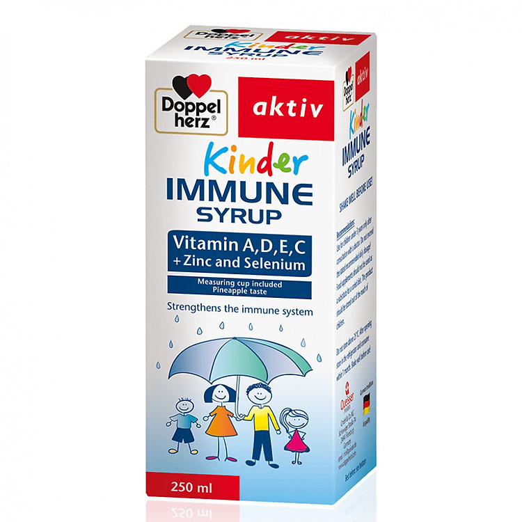 Siro tăng sức đề kháng phòng ngừa ốm vặt cho bé Doppelherz Aktiv Kinder Immune Syrup (Chai 250ml)