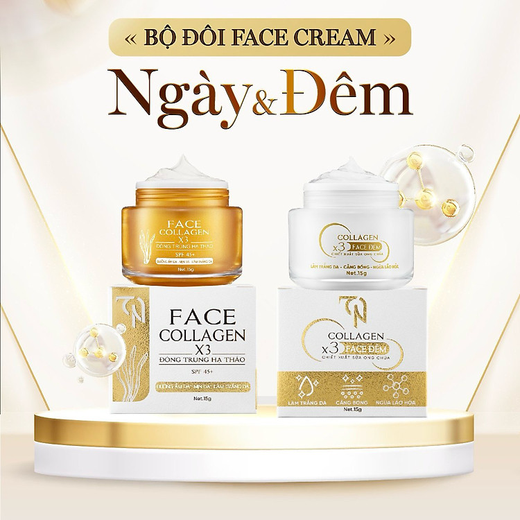 Kem Face Ngày Và Đêm Đông Trùng Hạ Thảo Collagen x3 Mỹ Phẩm Đông Anh Chính Hãng 15g Dưỡng Ẩm Trắng Da Ngăn Ngừa Lão Hóa