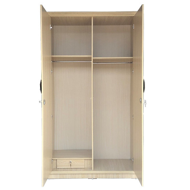 Tủ Áo Gỗ MDF Phủ Melamine 2 Cánh Màu Vân Lim