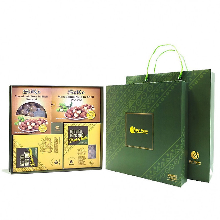 Hộp quà AN VIÊN, hạt Điều và hạt Macca