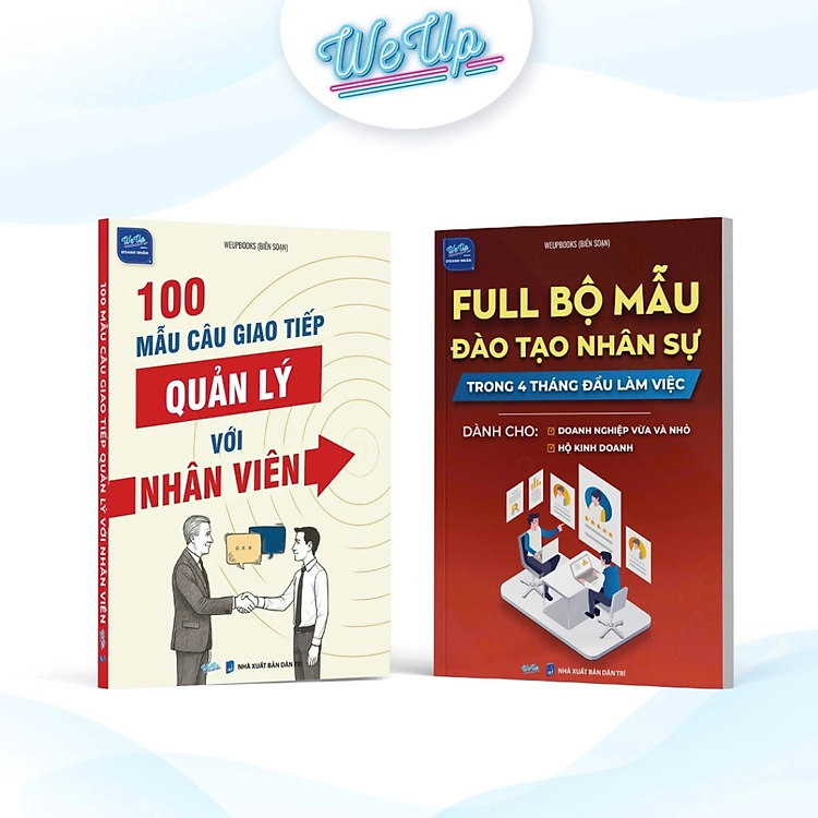 Combo 2 sách: Full bộ mẫu đào tạo nhân sự trong 4 tháng đầu làm việc, 100 Mẫu câu giao tiếp với nhân viên (Combo/lẻ)