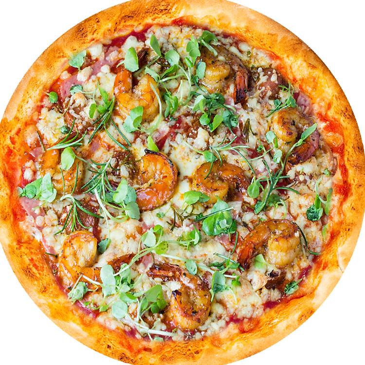 Buzza Pizza TTTM Emart - Mix Combo 2 Trong 1 Bánh Pizza Khổng Lồ Gà Sốt BBQ & Tôm Bơ Tỏi + Bánh Mì Bơ Tỏi