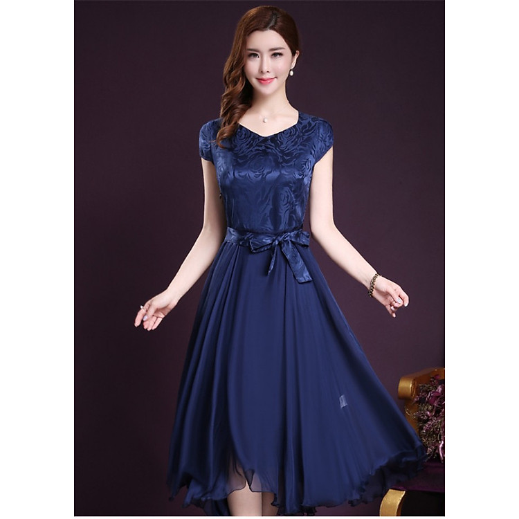 Đầm dự tiệc sang trọng tặng kèm dây thắt nơ eo Tk.01260