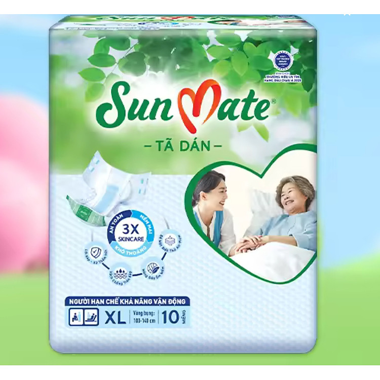 Combo 4 Gói Tã dán Sunmate XL10 Chính hãng Giá rẻ