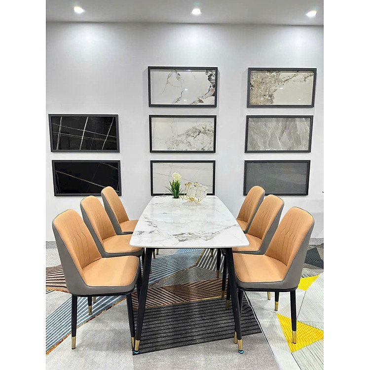 Bộ bàn ăn mặt đá nhập khẩu sang trọng, hiện đại CTL03 Juno Sofa nhiều lựa chọn