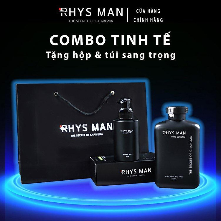 Combo sữa tắm gội nam 3 in 1 Legend 350ml & Dung dịch vệ sinh nam hương bạc hà Ultimate 120ml RHYS MAN - Hàng chính hãng