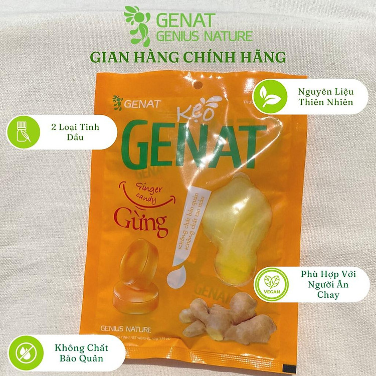 kẹo Genat Gừng (Túi 20 viên) - Tinh Hoa Thiên Nhiên