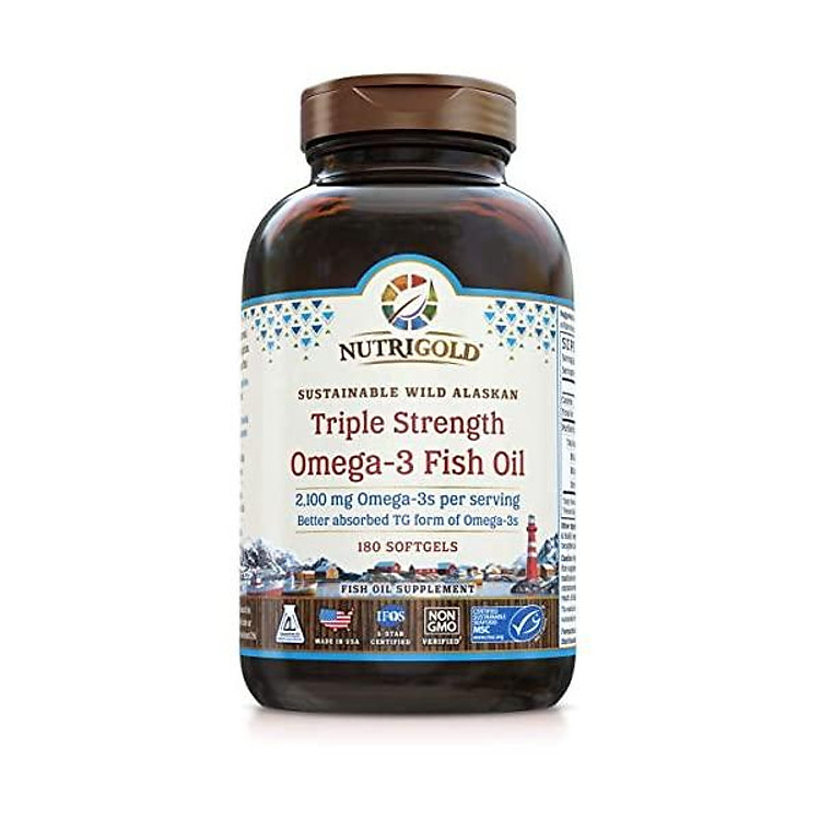 Nutrigold Triple Strength Omega-3 Fish Oil Supplement, Better Absorbed TG Form, Made in USA, 5-Star Certified, ConsumerLab Approved, Certified Sustainable