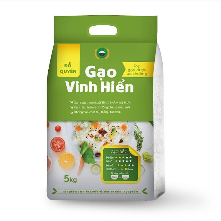 Đặc sản Tiền Giang - Gạo Đỗ Quyên Vinh Hiển 5kg - OCOP 4 SAO