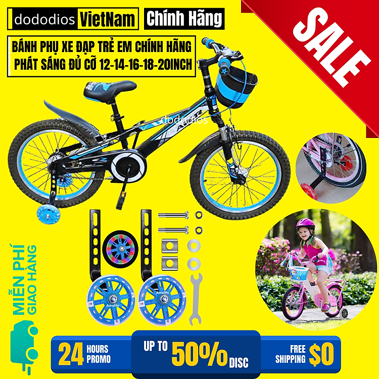 Mua tại Lazada: Bánh Phụ Xe Đạp Trẻ Em Phát Sáng Chính hãng Giá tốt