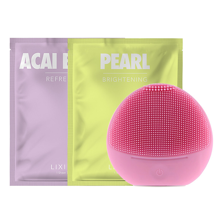 Combo Máy Rửa Mặt Và Massage Da Mặt Cho Da Nhạy Cảm Halio Sensitive + 2 Mặt Nạ Lixibox Green Tea và Acai Berry