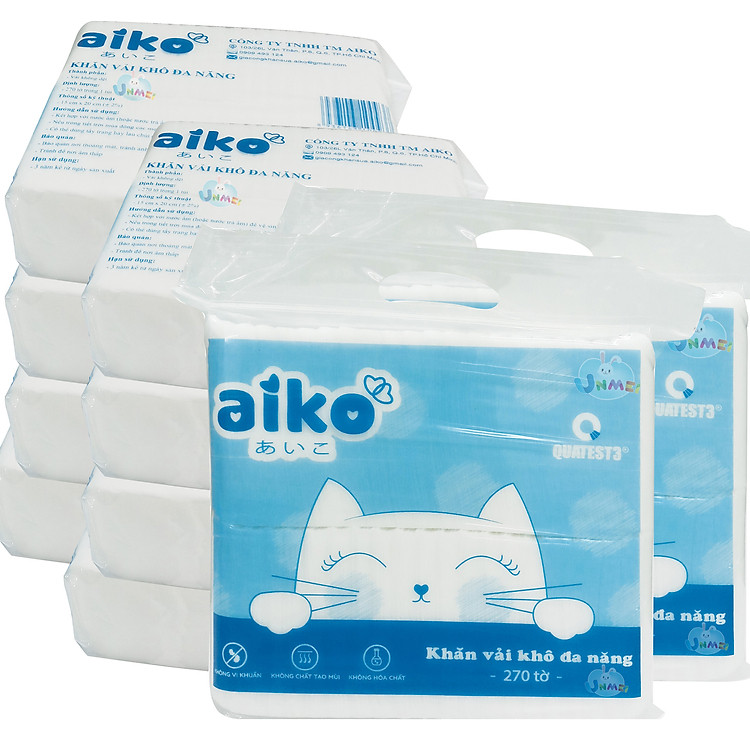 COMBO 10 GÓI KHĂN VẢI AIKO Chính hãng Giá tốt