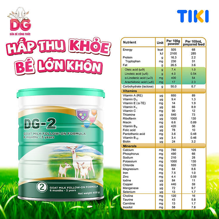 Sữa Dê Công Thức DG-2 800g Tin cậy Giá rẻ - Hình ảnh 2