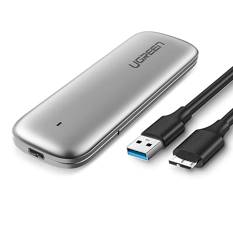5Gbps USB 3.0 M.2 NGFF SATA SSD hộp box đựng ssd màu bạc Ugreen TC60530NW121 hàng chính hãng