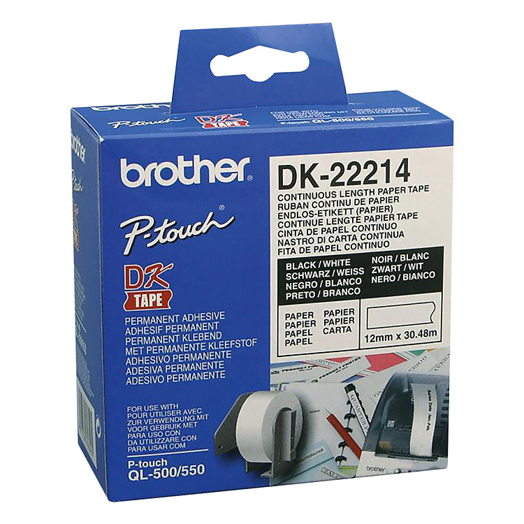Giấy In Nhãn Liên Tục Brother DK-22214 (12mm x 30m) - Hàng Chính Hãng