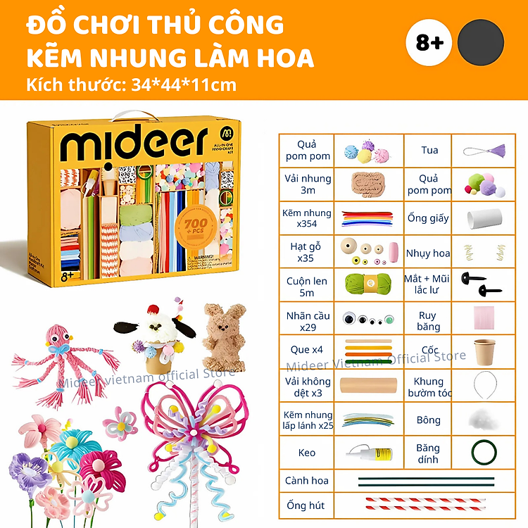 Kẽm nhung hoa Mideer - Bộ kit thủ công Chính hãng Giá rẻ - Hình ảnh 3