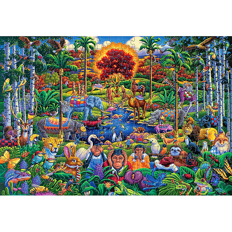 Tranh xếp hình Muôn thú vườn địa đàng Chính hãng Tiết kiệm - Hình ảnh 2