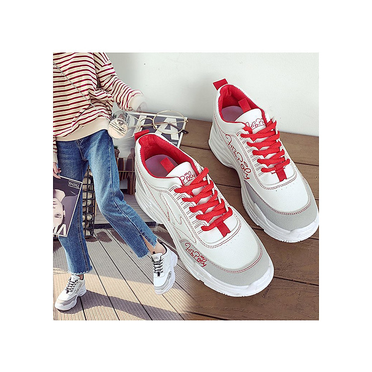 Giày Sneaker Thể Thao Đế Cao Nữ Da Mềm Nhẹ Stye Hàn Quốc 3fashion - 3179