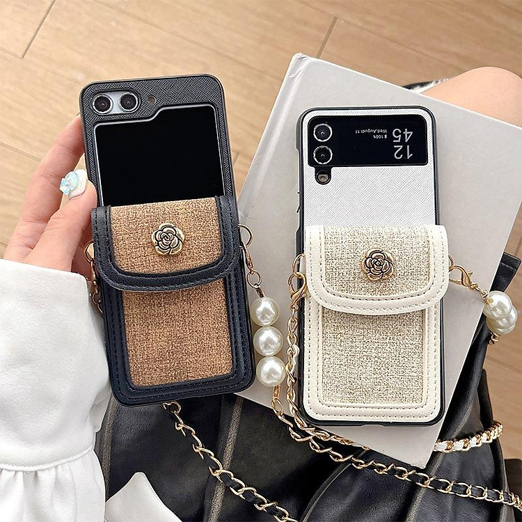 Ốp Lưng Cho Samsung Galaxy Z FLip 6 / Z Flip Vải Bố Dạng Ví Có Dây Đeo Dài - BUM STORE GALAXY CASE
