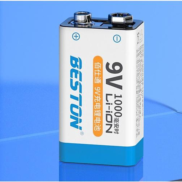 Pin sạc 9V Beston Li-Ion dung lượng cao, bộ sạc pin vuông dùng cho micro, đồng hồ vạn năng, chuông báo động, đồ chơi