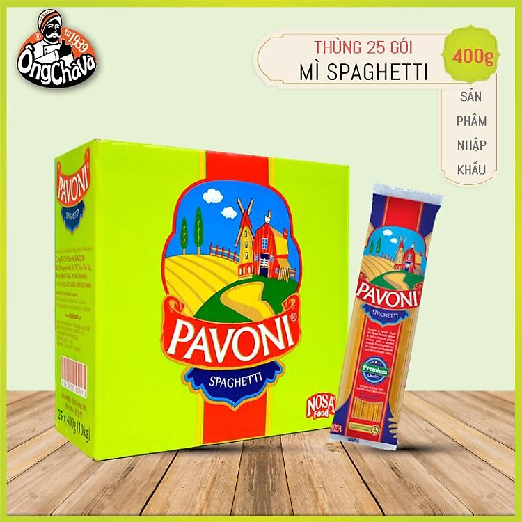Thùng 25 Gói Mì Ý Pavoni 400g 100% Lúa Mì Nguyên Chất (Pavoni Spaghetti)