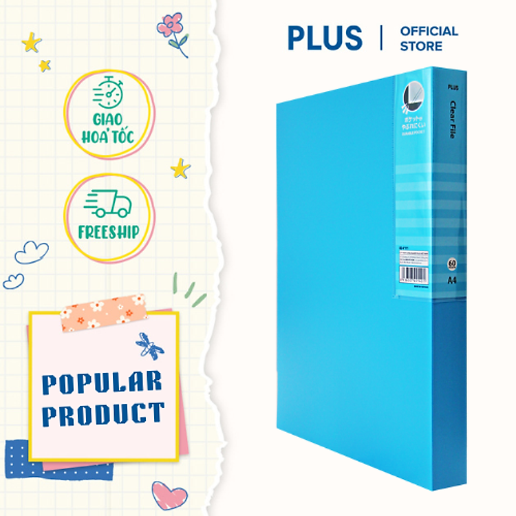 Bìa Lá Đựng Hồ Sơ PLUS (20P) - Màu Xanh Dương - Ảnh 2