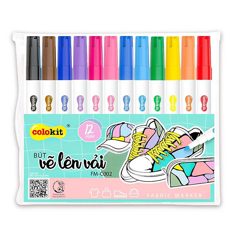 Bút Vẽ Trên Vải Colorkit FM-C002 (12 chiếc) - Ảnh 2