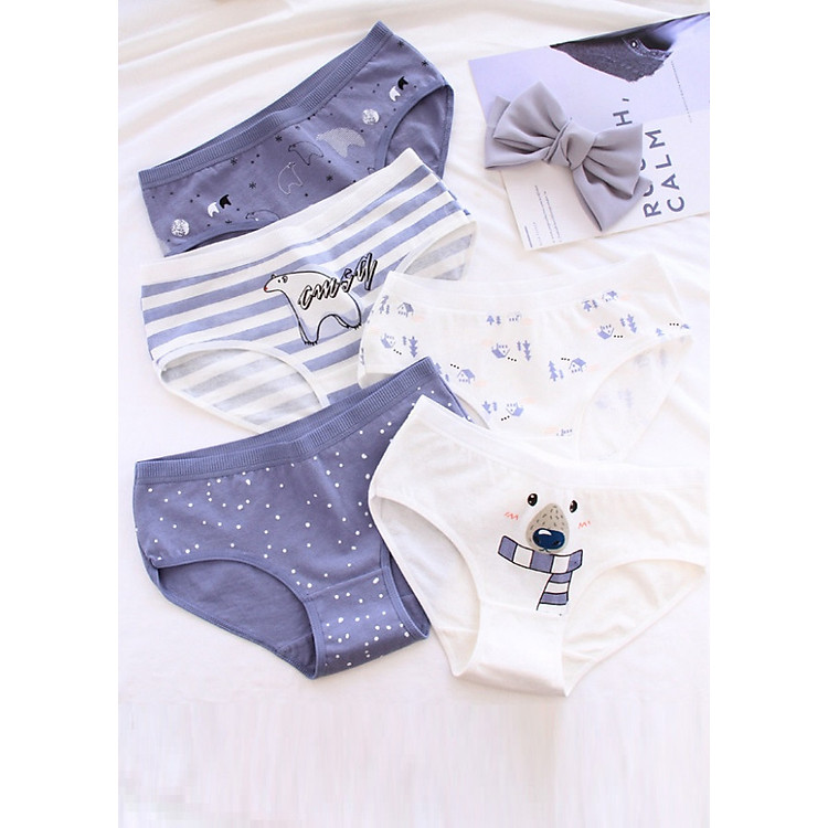 Combo 5 quần lót cotton nữ in họa tiết QL08