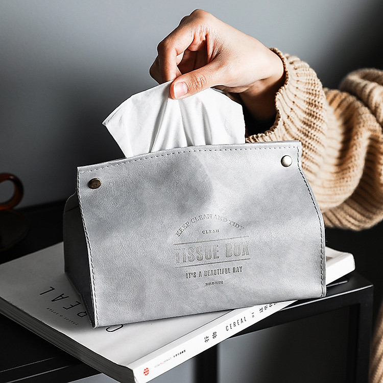 Hộp Đựng Khăn Giấy Phong Cách Châu Âu ALUVI TISSUE BOX - Da Nhập Khẩu Cao Cấp