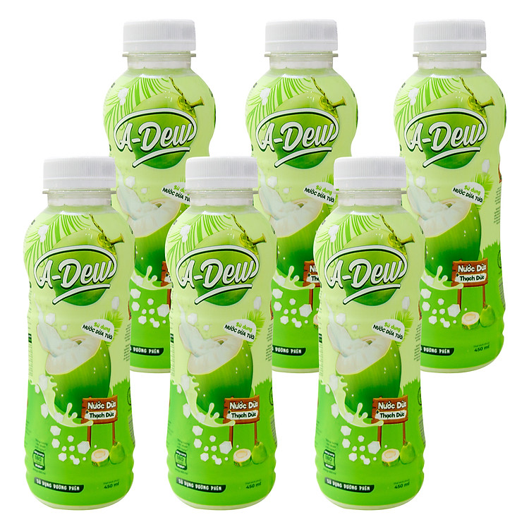 Nước Trái Cây Dừa Thạch Dừa A-Dew 450ml (Lốc 6 chai)