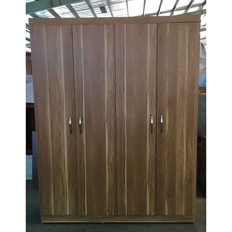 Tủ đựng quần áo bằng gỗ MDF 4 cánh màu nâu 106