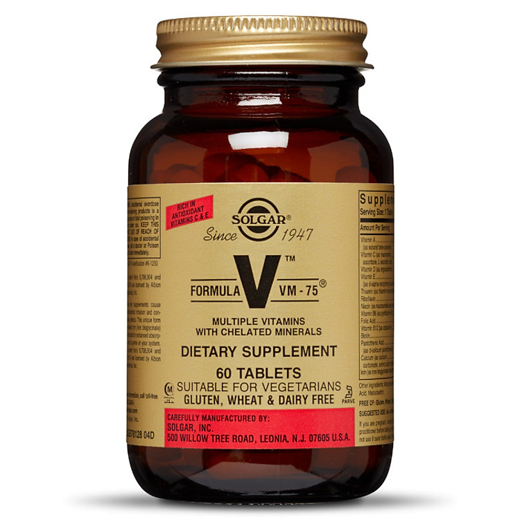 Viên Uống Solgar Formula VM-75 - Chống Oxy Hóa, Bổ Sung Vitamin Và Khoáng Chất, Tăng Cường Chuyển Hóa Năng Lượng 60 viên