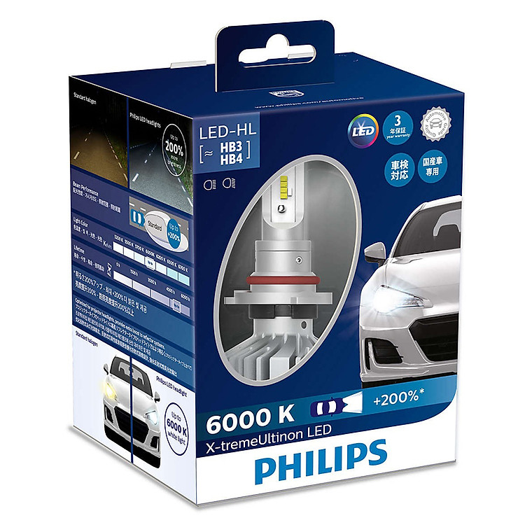 Bóng Đèn Pha Xe Ô Tô Philips X-tremeUltinon LED HB3/4 11005XUX2 6000K+ 200%