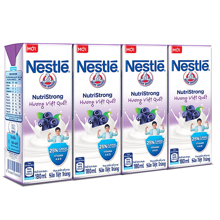 Lốc 4 Hộp Sữa Nước Nestlé Uống Liền Hương Việt Quất (180ml x 4)