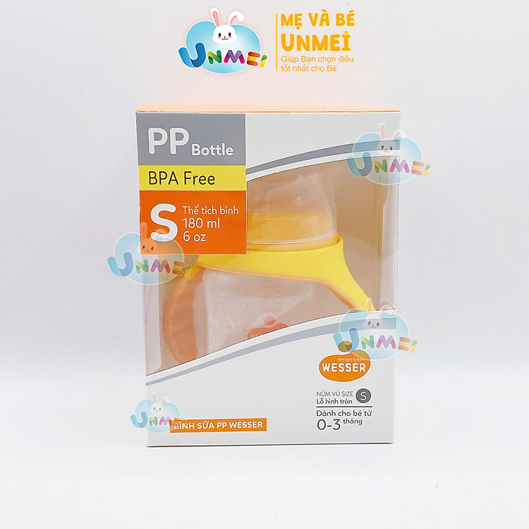 Bình sữa PP Wesser 180ml cổ rộng Uy tín Giá rẻ