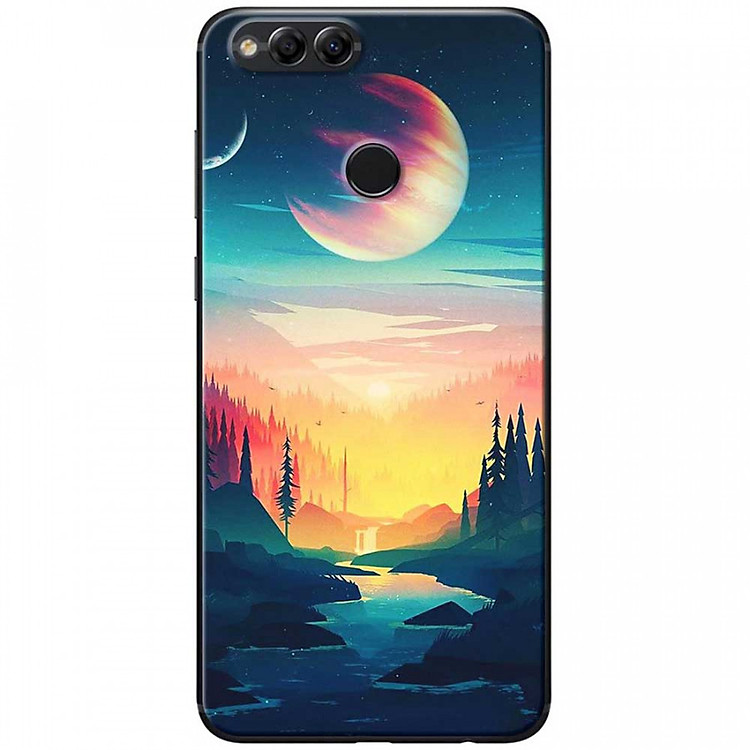 Ốp lưng dành cho Honor 7X mẫu Mặt trăng, núi rừng