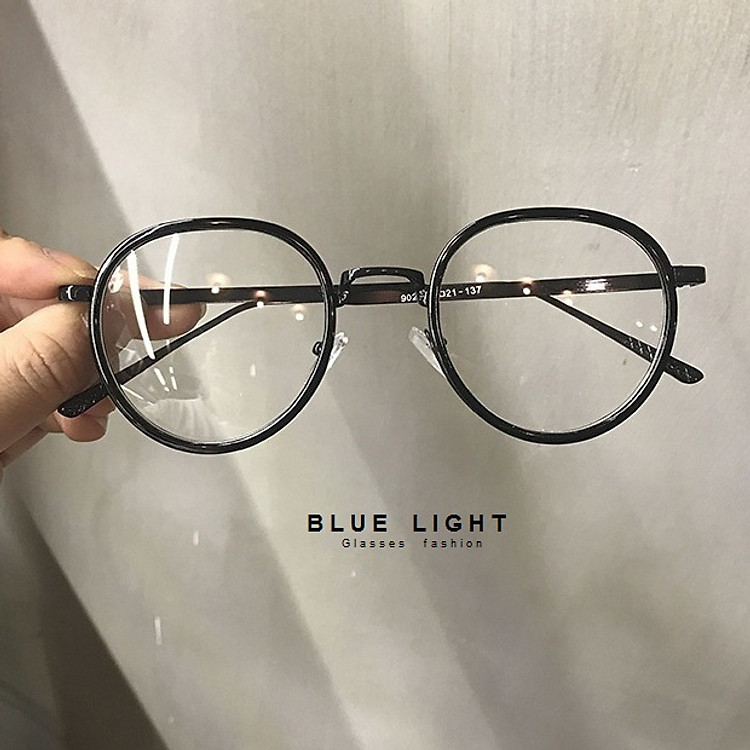 Kính Giả Cận, Gọng Kính Cận Nam Nữ Dáng Tròn Full Đen Không Độ Hàn Quốc - BLUE LIGHT SHOP