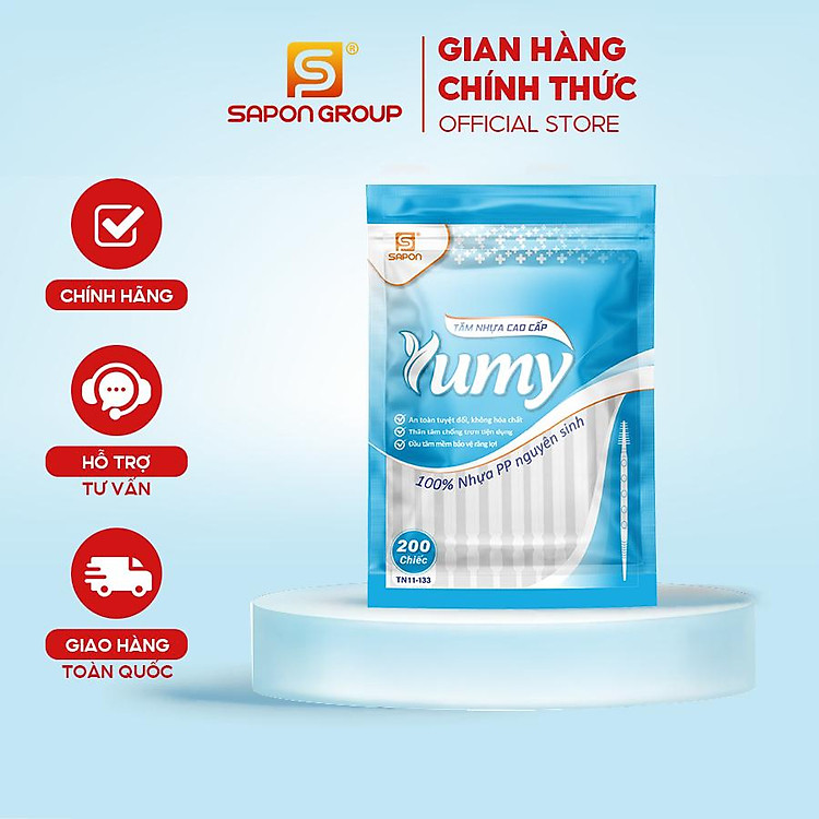Tăm Xỉa Răng Nhựa Cao Cấp YUMY Túi Zip 200 Cái (TN11-133) – Combo 6 Túi, Dẻo Bền, Không Gãy