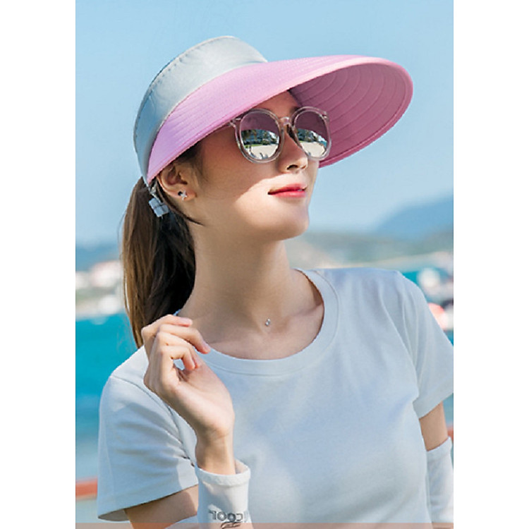 Mũ chống nắng nửa đầu rộng vành nữ, nón chống năng nữ thời trang