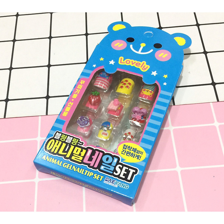 COMBO 2 bộ móng tay giả trẻ em 24 móng đính họa tiết đẹp ngẫu nhiên